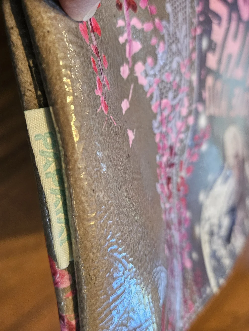 Payaya Art Pink Floral Love You To The Moon Faux Patent Leather Zippered Pouch